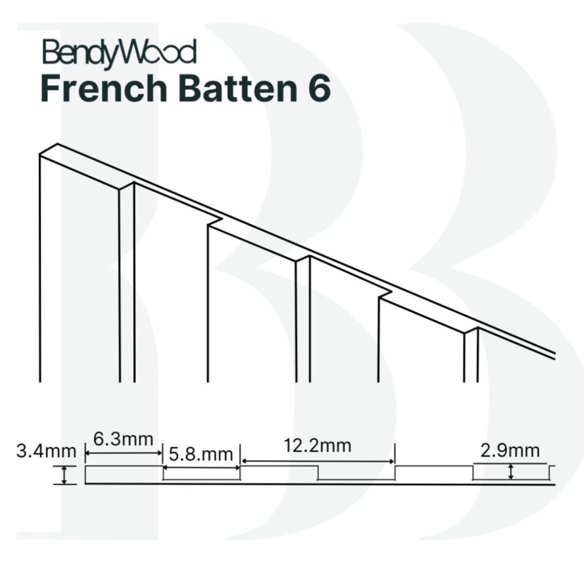 BB 1220x1220 3.4mm French Batten 6 Primed - Half Standard - Image 7